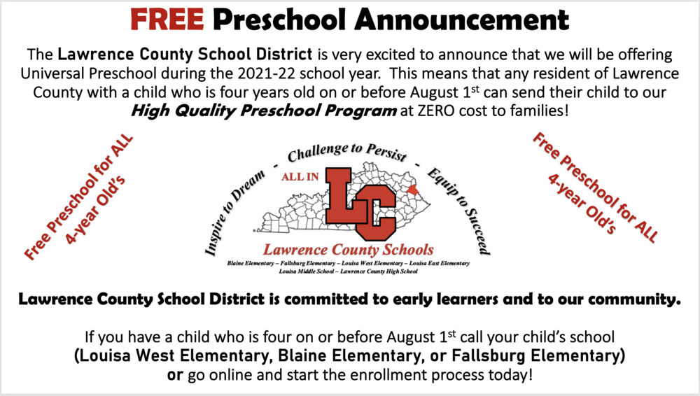 FREE Preschool Announcement