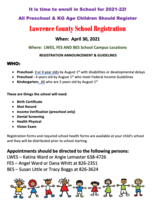 PreSchool and Kindergarten Registration