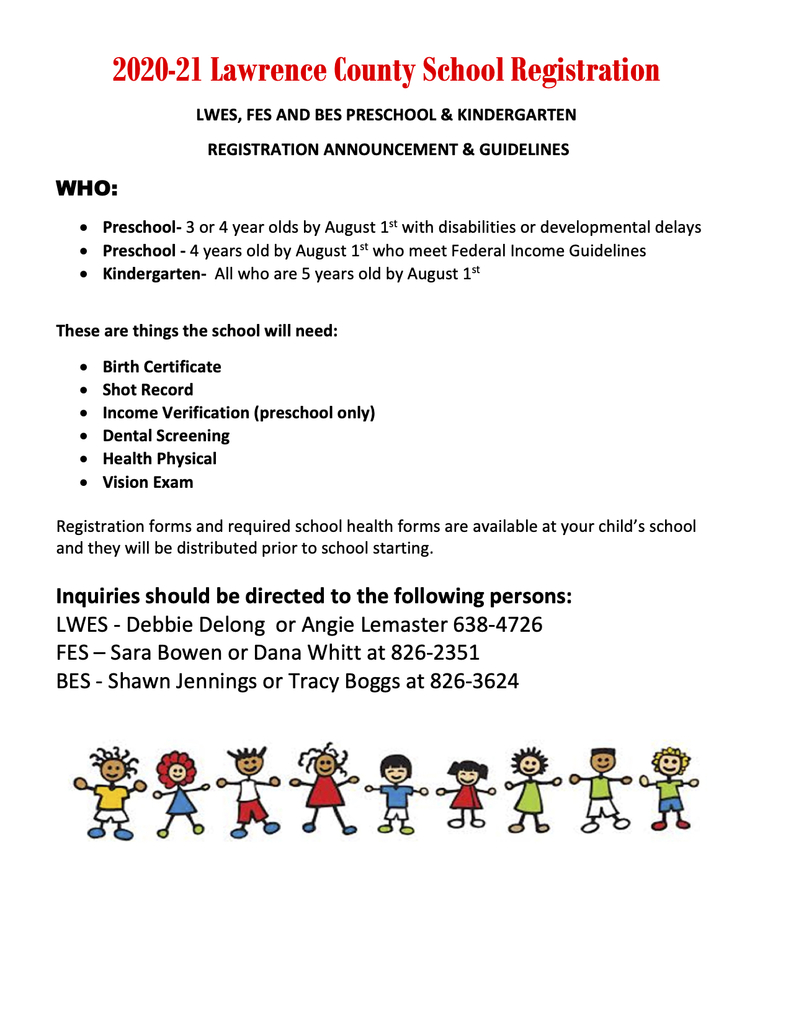 Preschool and KG Registration Screening Flyer 2020 21 Amended